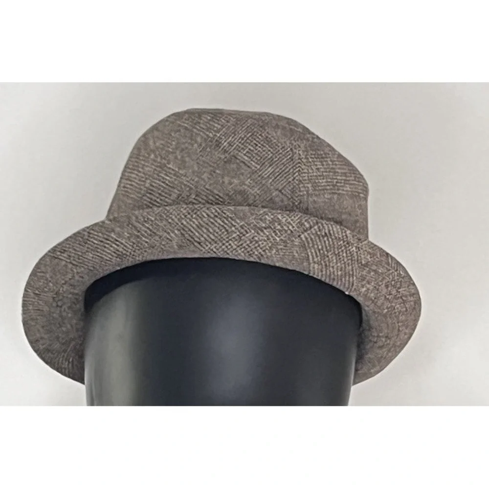 Decorated Originals Women's Brown Tweed Fedora Hat Satin Lining Short Brim